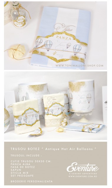 Trusou de botez pentru baieti cu baloane de aer cald, Glam Journey 7